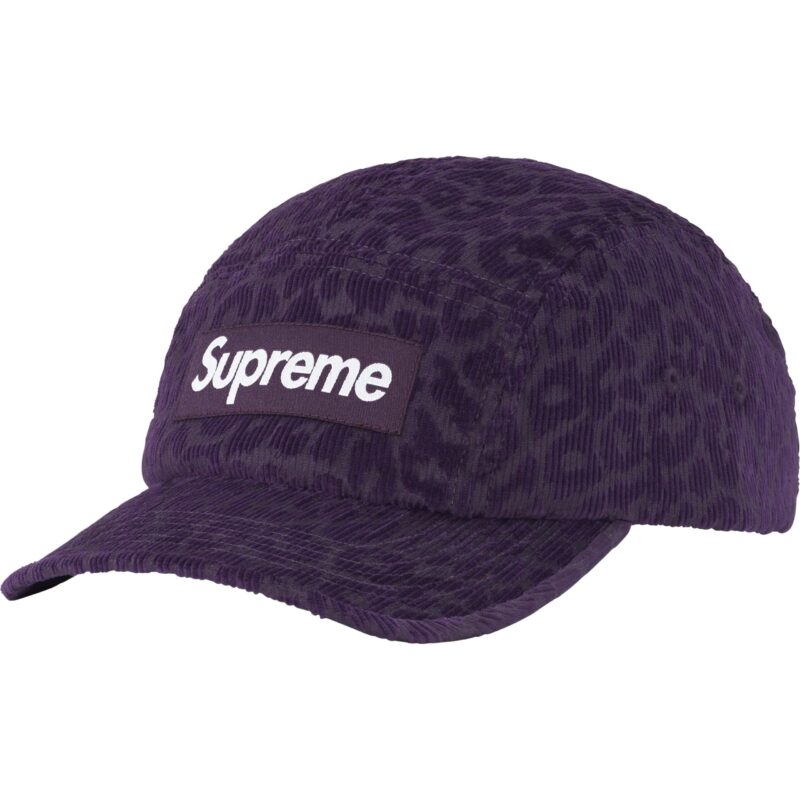 Supreme Leopard Corduroy Camp Gorra Purple